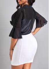 Black Three Quarter Length Sleeve Lace Coat