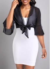 Black Three Quarter Length Sleeve Lace Coat