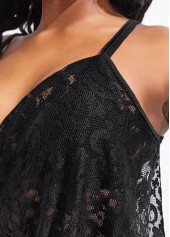 Lace Black Surplice Asymmetry Cover Up