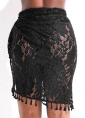 Lace Tie Tassel Design Black Sarong