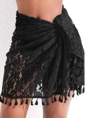 Lace Tie Tassel Design Black Sarong