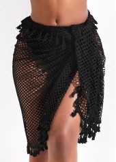 Tassel Multi-Way Mesh Black Cover Up