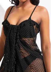 Tassel Multi-Way Mesh Black Cover Up