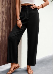 Black Regular Button High Waisted Pants
