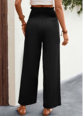 Black Regular Button High Waisted Pants