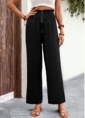 Black Regular Button High Waisted Pants