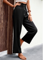 Black Regular Button High Waisted Pants