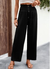 Black Regular Button High Waisted Pants
