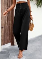 Black Regular Button High Waisted Pants