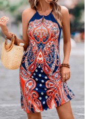 Tribal Print Cut Out Multi Color Dress