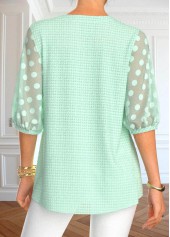 Mesh Mint Green Half Sleeve Round Neck Blouse