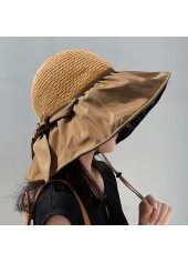 Bowknot Design Hemp Light Camel Hat