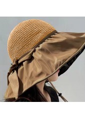 Bowknot Design Hemp Light Camel Hat