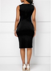 Black Round Neck Sleeveless Patchwork Bodycon Dress