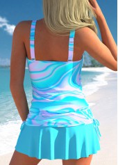 Ombre Criss Cross Cyan Tankini Set