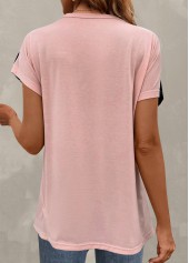 Light Pink Leopard Round Neck T Shirt