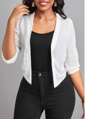 Lightweight Open Front White Half Sleeve Coat