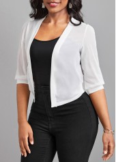 Lightweight Open Front White Half Sleeve Coat
