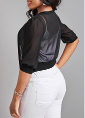 Lightweight Open Front Black Half Sleeve Coat