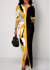 Graffiti Print Split Multi Color Bodycon Dress