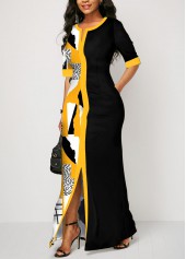 Graffiti Print Split Multi Color Bodycon Dress