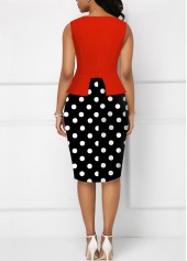 Polka Dot Fake 2in1 Red Bodycon Dress
