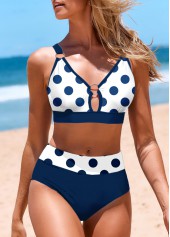 Polka Dot Circular Ring Navy Bikini Set