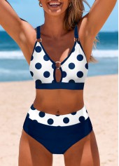 Polka Dot Circular Ring Navy Bikini Set