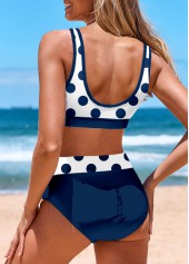 Polka Dot Circular Ring Navy Bikini Set