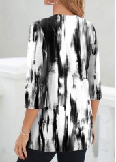 Fake 2in1 Tie Dye Print Black T Shirt