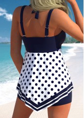 Polka Dot Lace Up Navy Swimdress Set