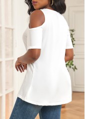 White V Neck Cut Out T Shirt