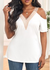 White V Neck Cut Out T Shirt