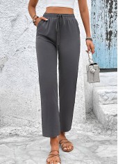 Drawastring High Waisted Dark Grey Pants
