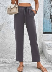 Drawastring High Waisted Dark Grey Pants