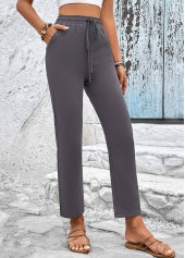 Drawastring High Waisted Dark Grey Pants