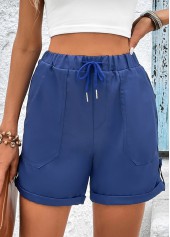 Navy Drawastring High Waisted Pocket Shorts