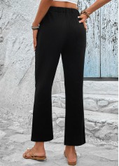 Black Elastic Waist High Waisted Bowknot Pants