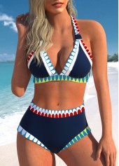 African Tribal Print Patchwork Navy Bikini Top-No Bottom
