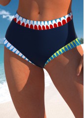 Mid Waisted Navy African Tribal Print Bikini Bottom