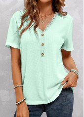 Mint Green V Neck Lace T Shirt