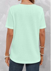 Mint Green V Neck Lace T Shirt