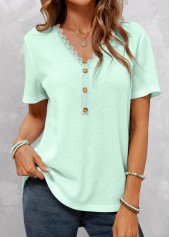 Mint Green V Neck Lace T Shirt
