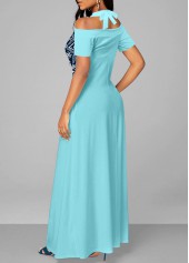 Tribal Print Patchwork Blue A Line Dress