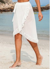 Layered Bowknot White Mesh Cover Up