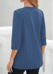 Geometric Print Fake 2in1 Blue Cardigan  and Tank Top