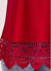 Red Scoop Neck Strappy Lace Tank Top