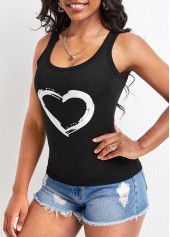 Scoop Neck Black Strappy Tank Top