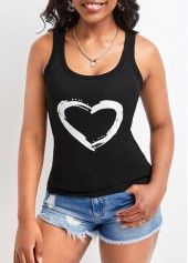 Scoop Neck Black Strappy Tank Top
