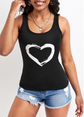Scoop Neck Black Strappy Tank Top